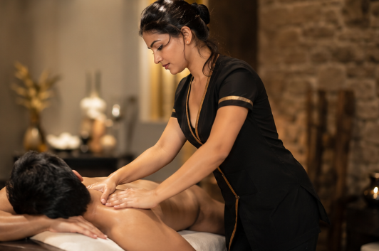 Balinese body massage in progress