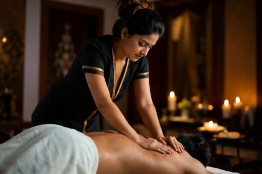 Swedish body massage relaxation strokes