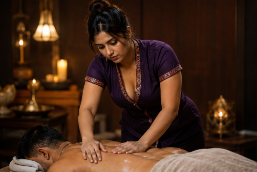 Deep tissue massage targeting shoulder tension