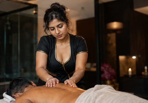 Aroma massage with essential oil blends